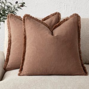 ILANKTOZI 18 × 18 Contemporary Rust Plain Decorative Pillow Cover