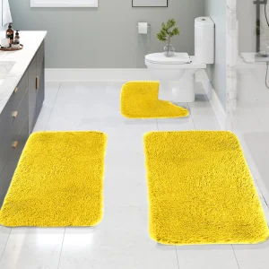 Tyidzon Bathroom Rugs Solid Color Bath Mats 3 Set